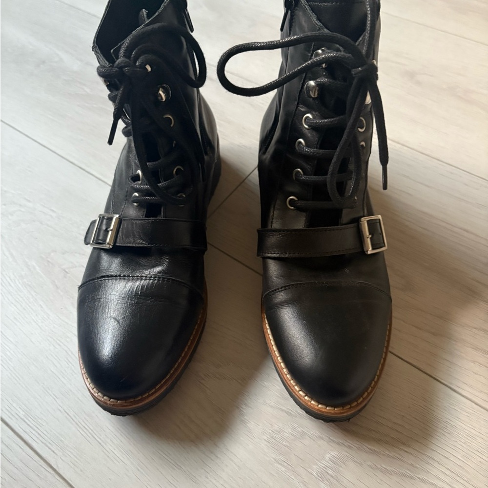 Steve Madden Black Leather Combat Boots
